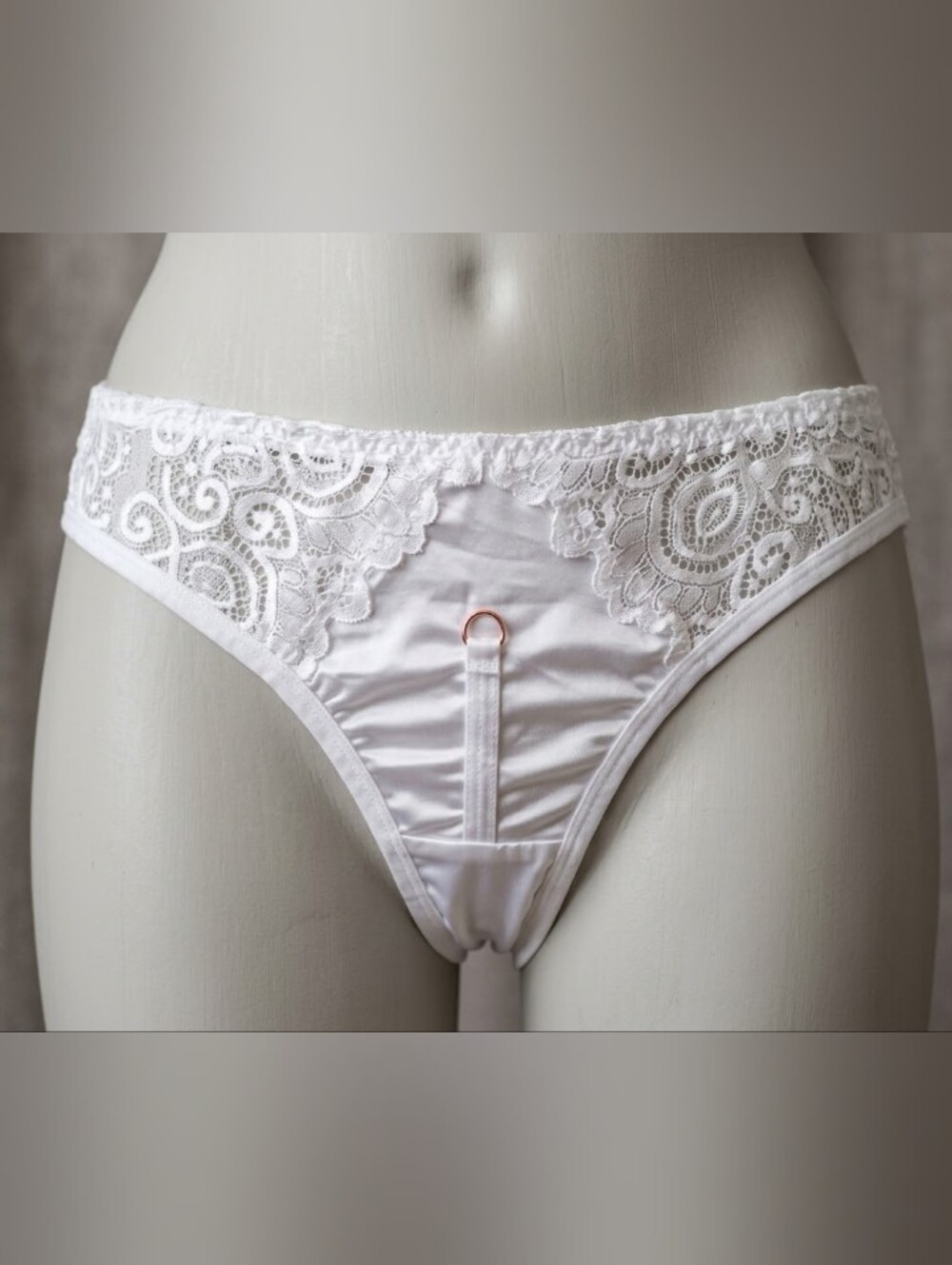Women's Lace Satin Brief Panty - White